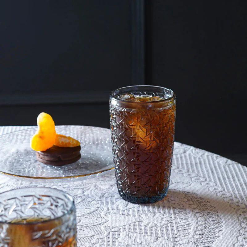 Grey Criss-Cross Impressions Tumbler Glasses | Set of 6 | 380 ml