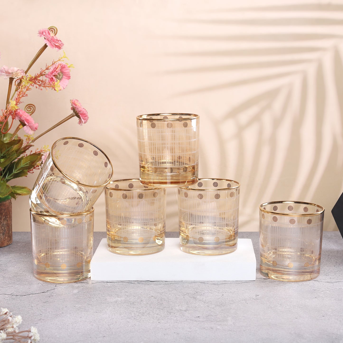Turkish Short Whisky Glasses with mix of circles and lines