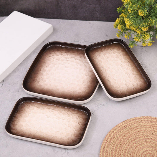 3 Pcs Chef Special Ceramic Snacks Serving Platter Tray - Amora Crockery