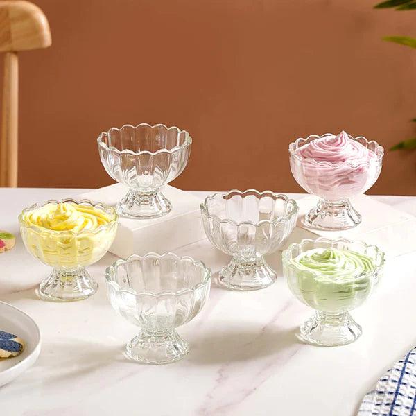 Set Of 6 Glass Ice Cream Dessert Bowl