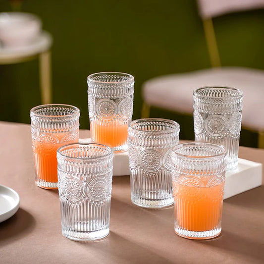 Embossed Water Glass Set of 6