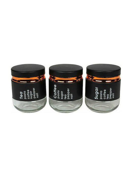 Set of 3 Contemporary Tea Coffee and Sugar Storage Jars