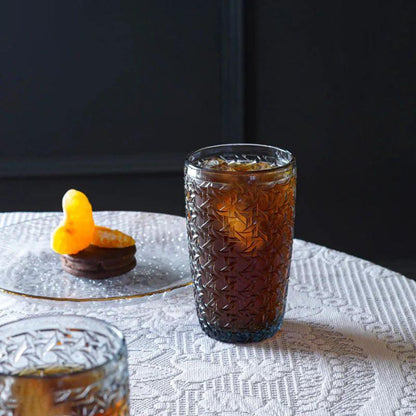 Grey Criss-Cross Impressions Tumbler Glasses | Set of 6 | 380 ml