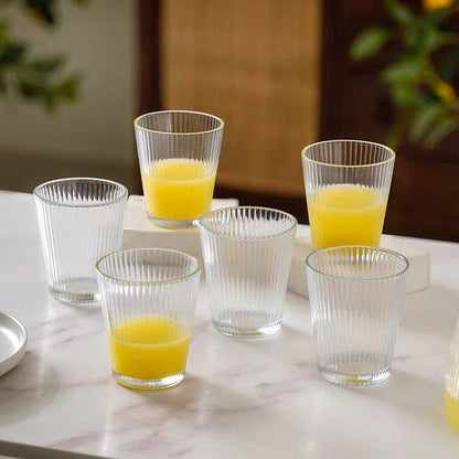 Lined Transparent Jug Set with 6 Glasses