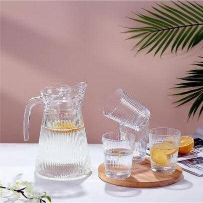 Lined Transparent Jug Set with 6 Glasses