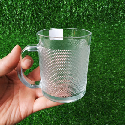 Transparent Embossed Glass Cup Set of 6