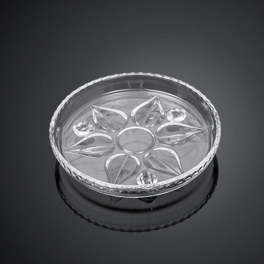 Set of 2 Transparent Glass Floral Plates