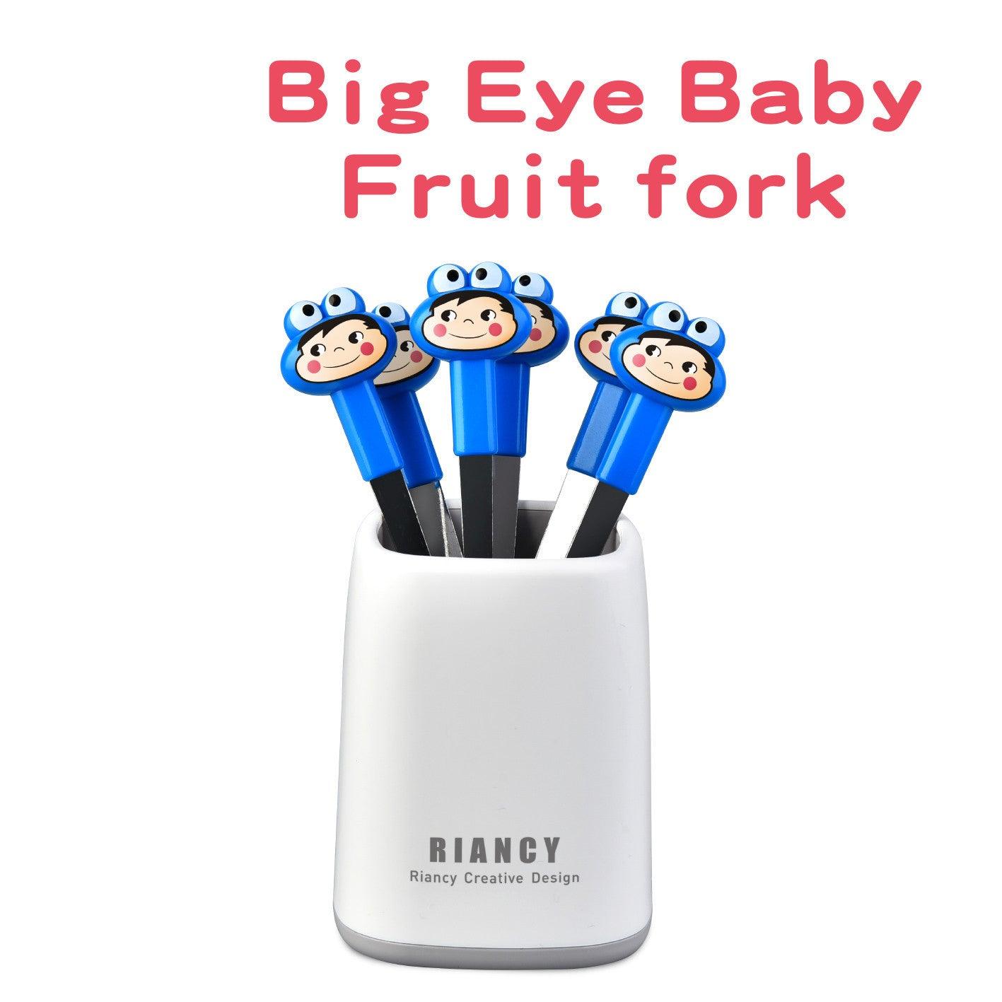 Blue Color Big Eye Baby Fruit Fork - Amora Crockery