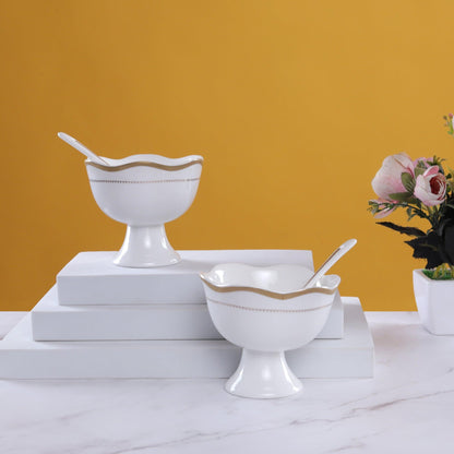Designer Desert Bowl with Spoon(Set of 6) - Amora Crockery