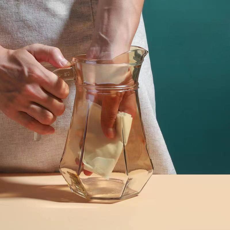 Diamond Amber Color Glass Jug Set with 6 Glasses - Amora Crockery
