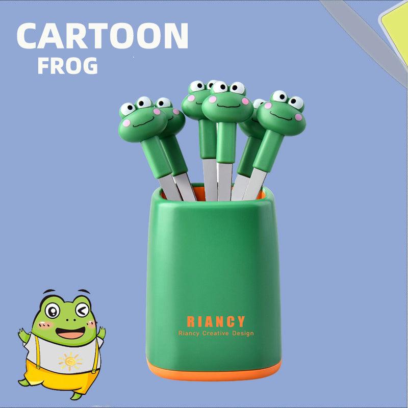 Green Cartoon Frog fruit Fork - Amora Crockery