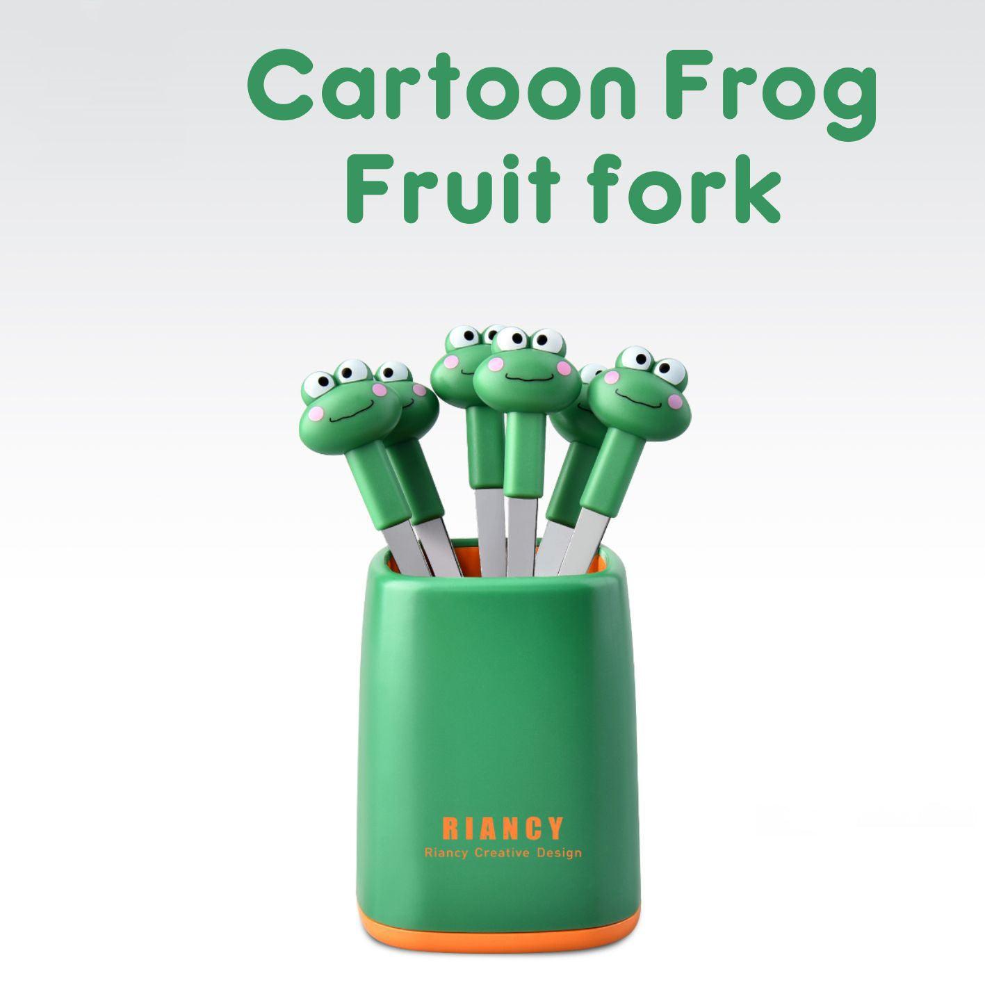 Green Cartoon Frog fruit Fork - Amora Crockery