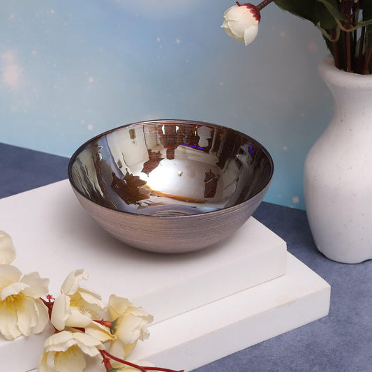 Handmade Bowls 13cm with Metallic Coffee Color ( Set of 4 ) - Amora Crockery