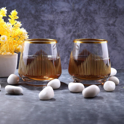 Handmade Turkish Skyline Strip gold Rim Glass (Set of 6) - Amora Crockery