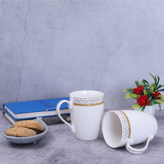 Japanese Paan Design 24ct Gold Plated Coffee / Milk Mug (Set of 4) - Amora Crockery