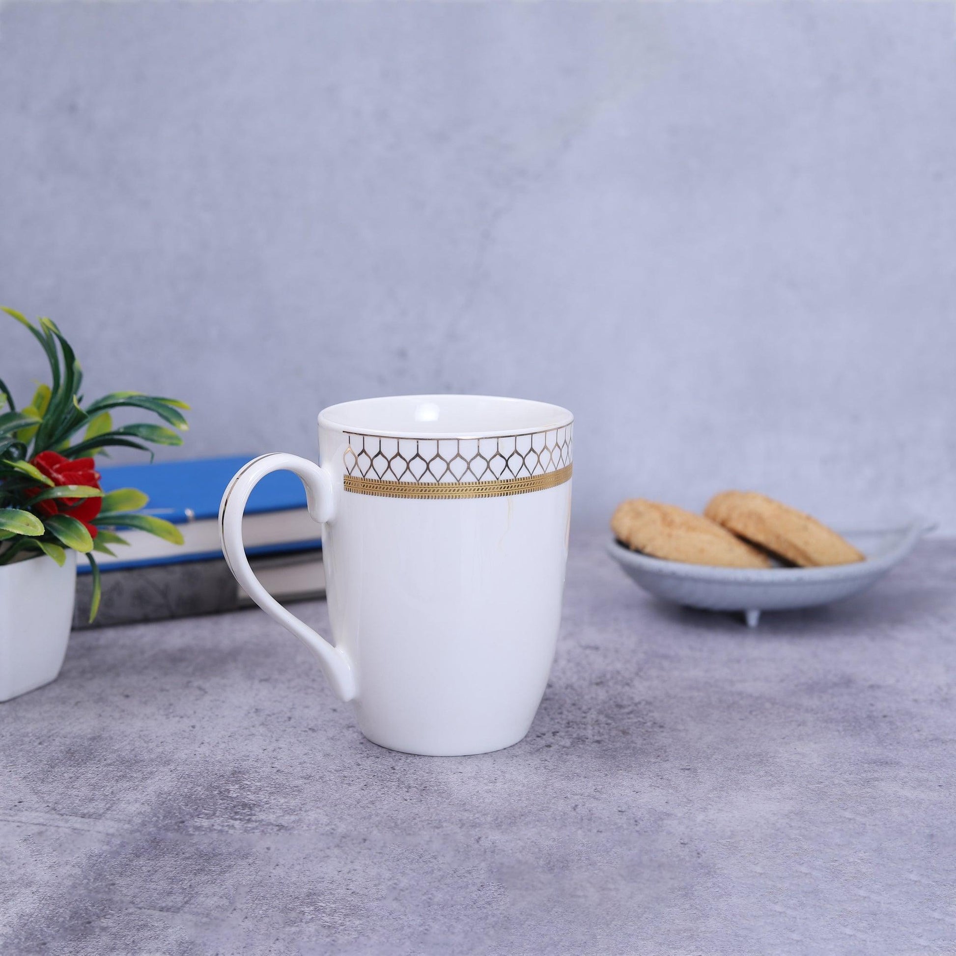 Japanese Paan Design 24ct Gold Plated Coffee / Milk Mug (Set of 4) - Amora Crockery