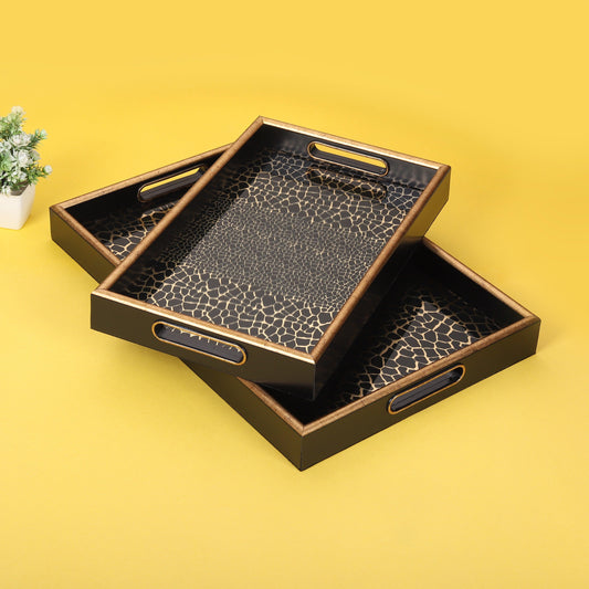 Set of 2 Turkish Serving Trays in Super Fine Finish and in Asymmetric Pebbles Design - Amora Crockery