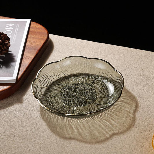 Smokey Grey Glass Halwa Plates ( Set of 6) - Amora Crockery