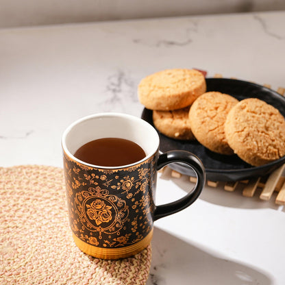 Symmetrical Floral Print with Gold Base for Green Tea and Coffee Lovers ( Set of 2 ) - Amora Crockery