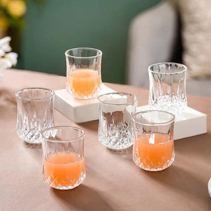 Diamond Cut Glass Tumbler 200 ml ( Set of 6 ) - Amora Crockery