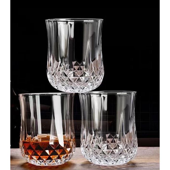 Diamond Cut Glass Tumbler 200 ml ( Set of 6 ) - Amora Crockery