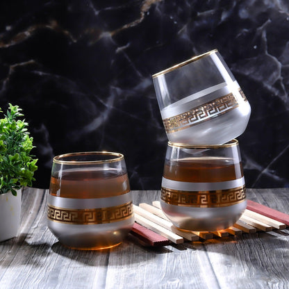 Handmade Grey Crystal Glass With Versace Line (Set of 6) - Amora Crockery