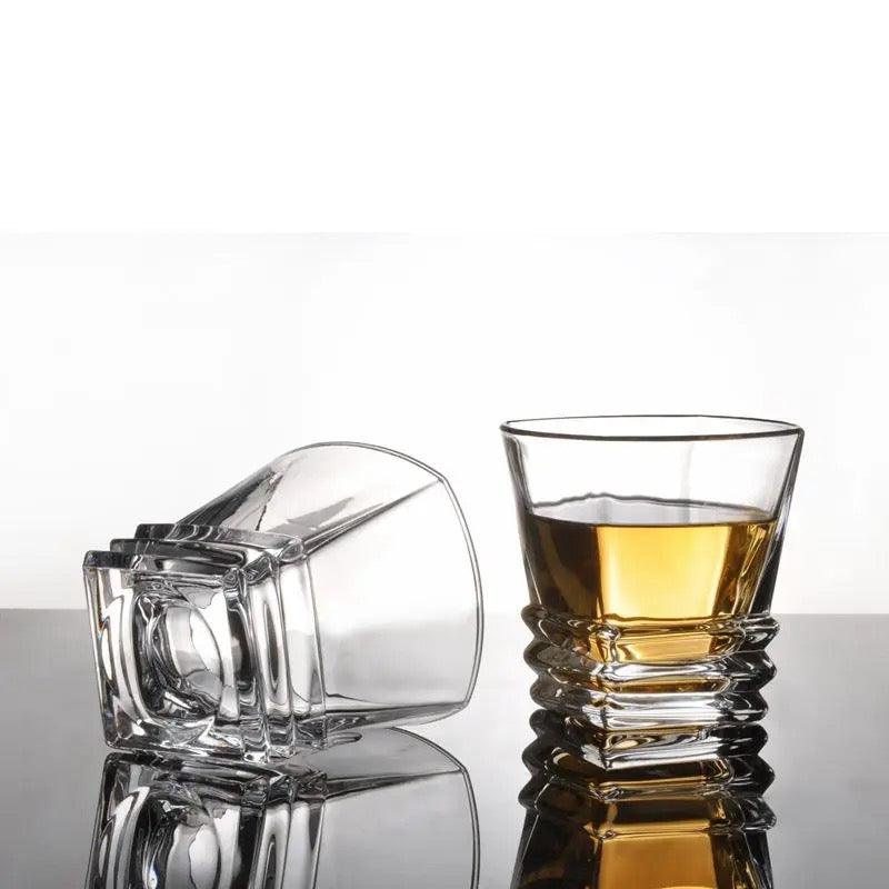 Luxury Square Crystal Whisky Glasses ( Set of 6 ) - Amora Crockery