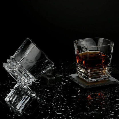 Luxury Square Crystal Whisky Glasses ( Set of 6 ) - Amora Crockery