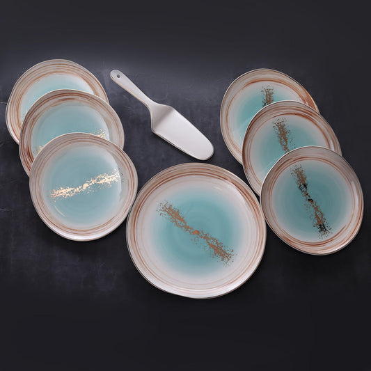 Ombre Snacks Plate Set / Platter Set with Spark of Golden Flakes - Amora Crockery