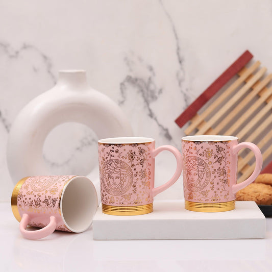 Pink Golden Starburst Versace Green Tea Mug ( Set of 6 ) - Amora Crockery