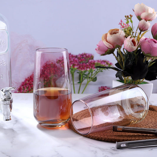 Turkish Long Drink Gradient Pink Honey Drinking Glasses (Set of 6) - Amora Crockery