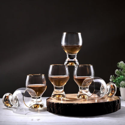 Wine Crystal Glass with Touch of Gold and Luxury in Hand 230 ML (Set of 6) - Amora Crockery